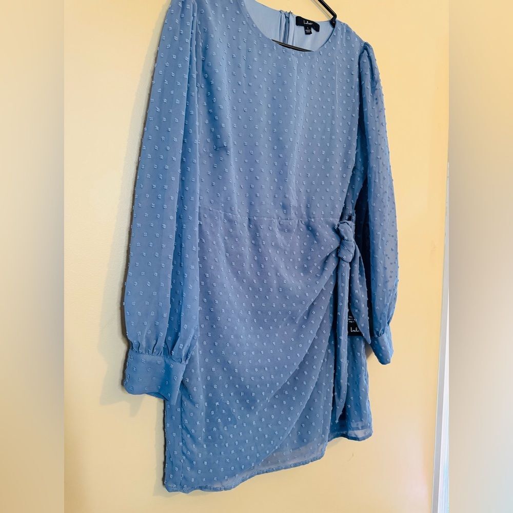 Lulu's Blue Ruched Tiered Sheath Dress